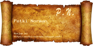 Petki Norman névjegykártya